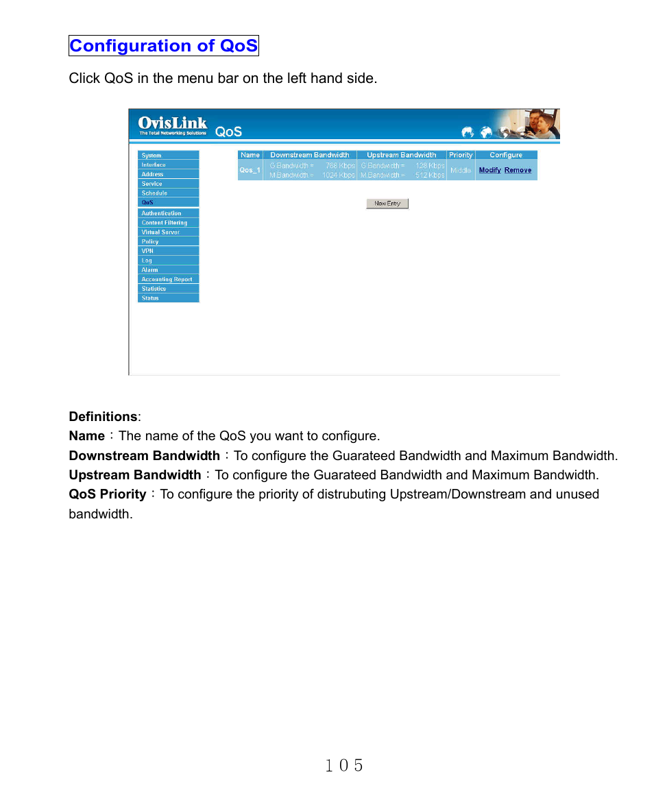 Configuration of qos | AirLive RS-2000 User Manual | Page 106 / 363