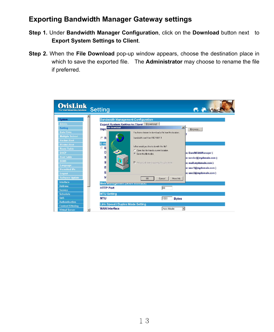 Exporting bandwidth manager gateway settings | AirLive RS-2000 User Manual | Page 14 / 363