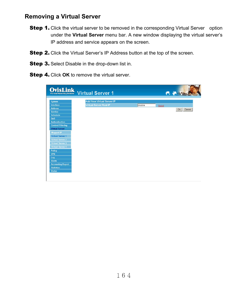 Removing a virtual server | AirLive RS-2000 User Manual | Page 165 / 363