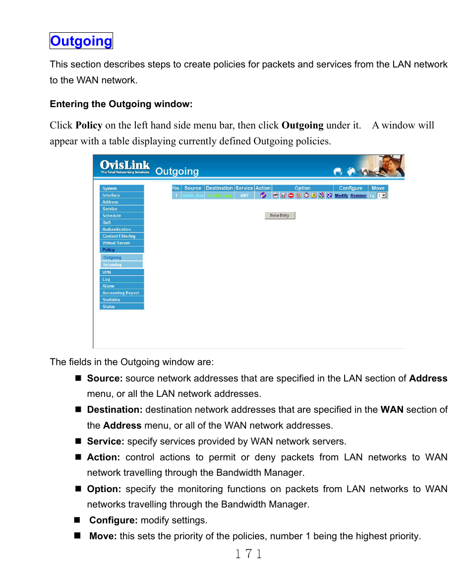 Outgoing | AirLive RS-2000 User Manual | Page 172 / 363