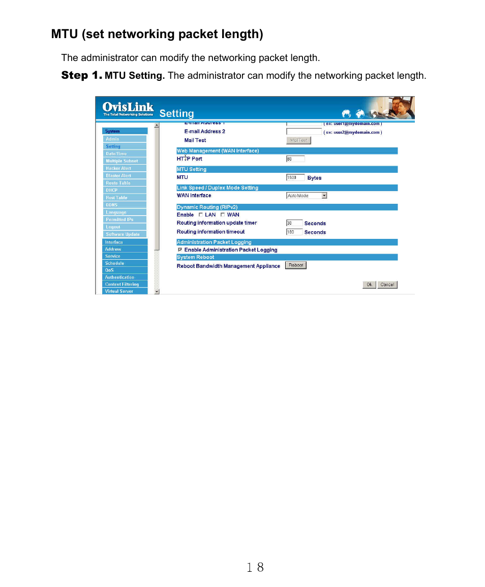 Mtu (set networking packet length) | AirLive RS-2000 User Manual | Page 19 / 363