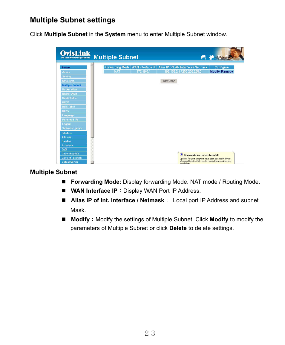 Multiple subnet settings | AirLive RS-2000 User Manual | Page 24 / 363