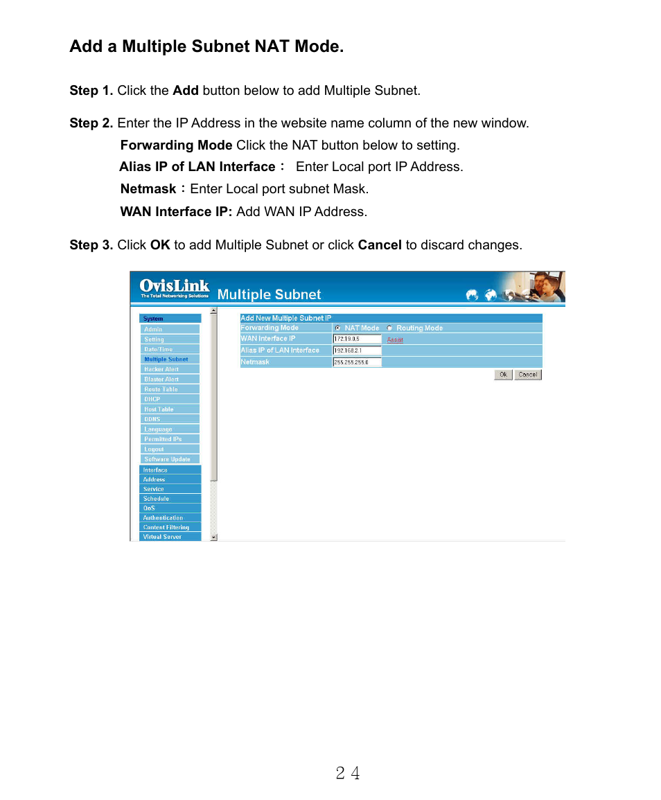 Add a multiple subnet nat mode | AirLive RS-2000 User Manual | Page 25 / 363