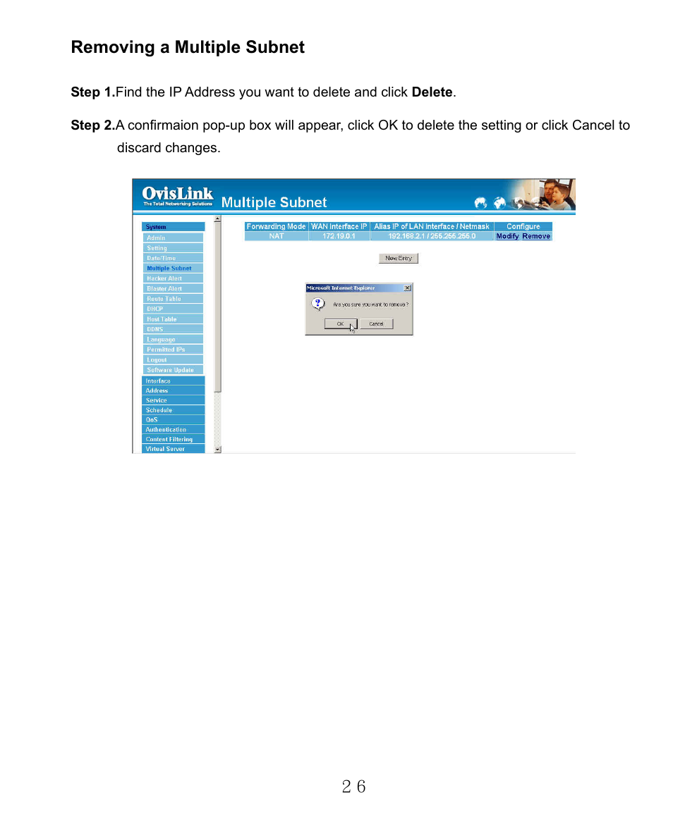 Removing a multiple subnet | AirLive RS-2000 User Manual | Page 27 / 363