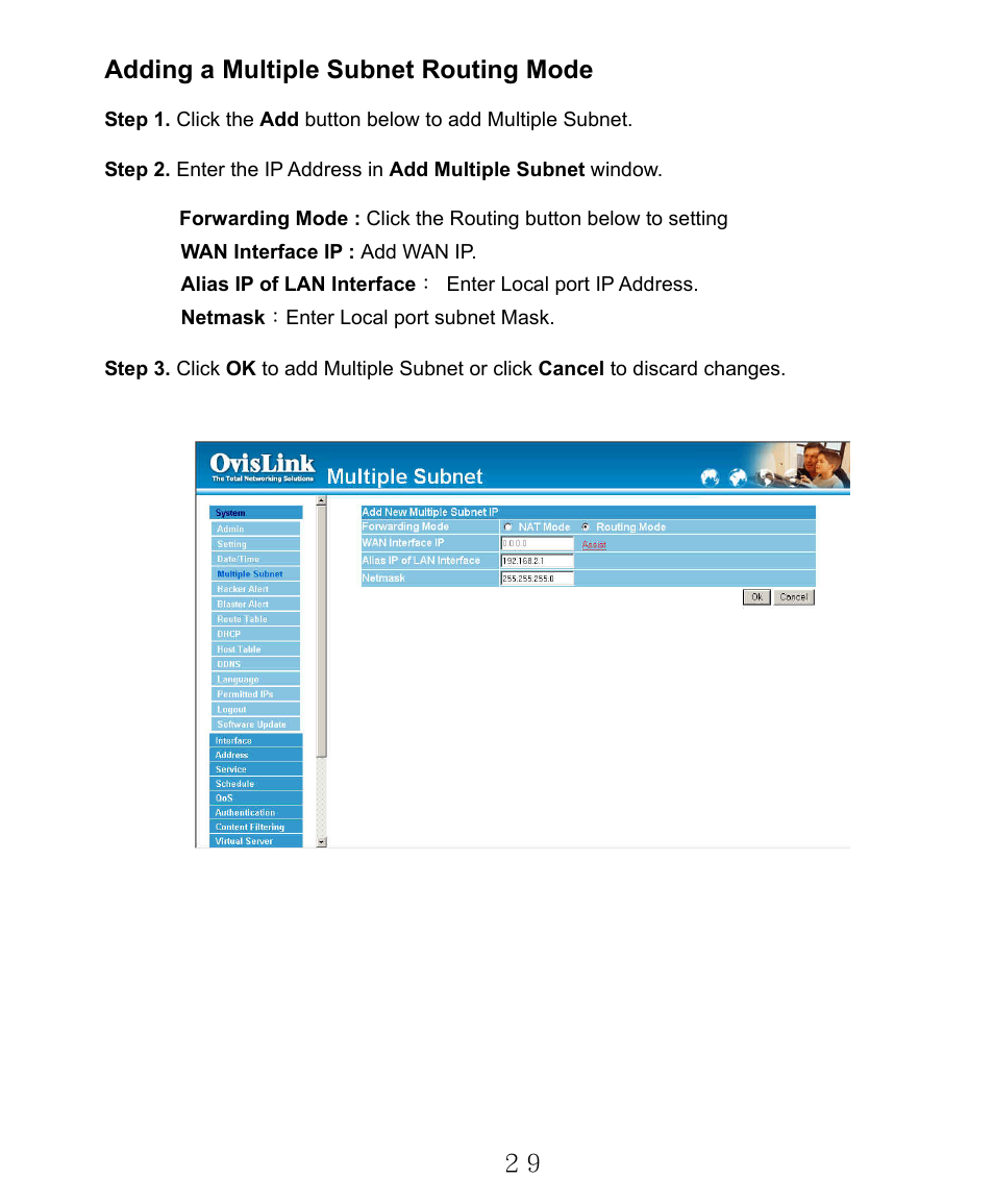 Adding a multiple subnet routing mode | AirLive RS-2000 User Manual | Page 30 / 363