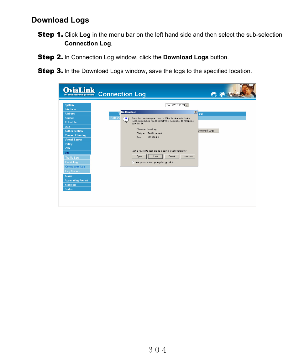 Download logs | AirLive RS-2000 User Manual | Page 305 / 363