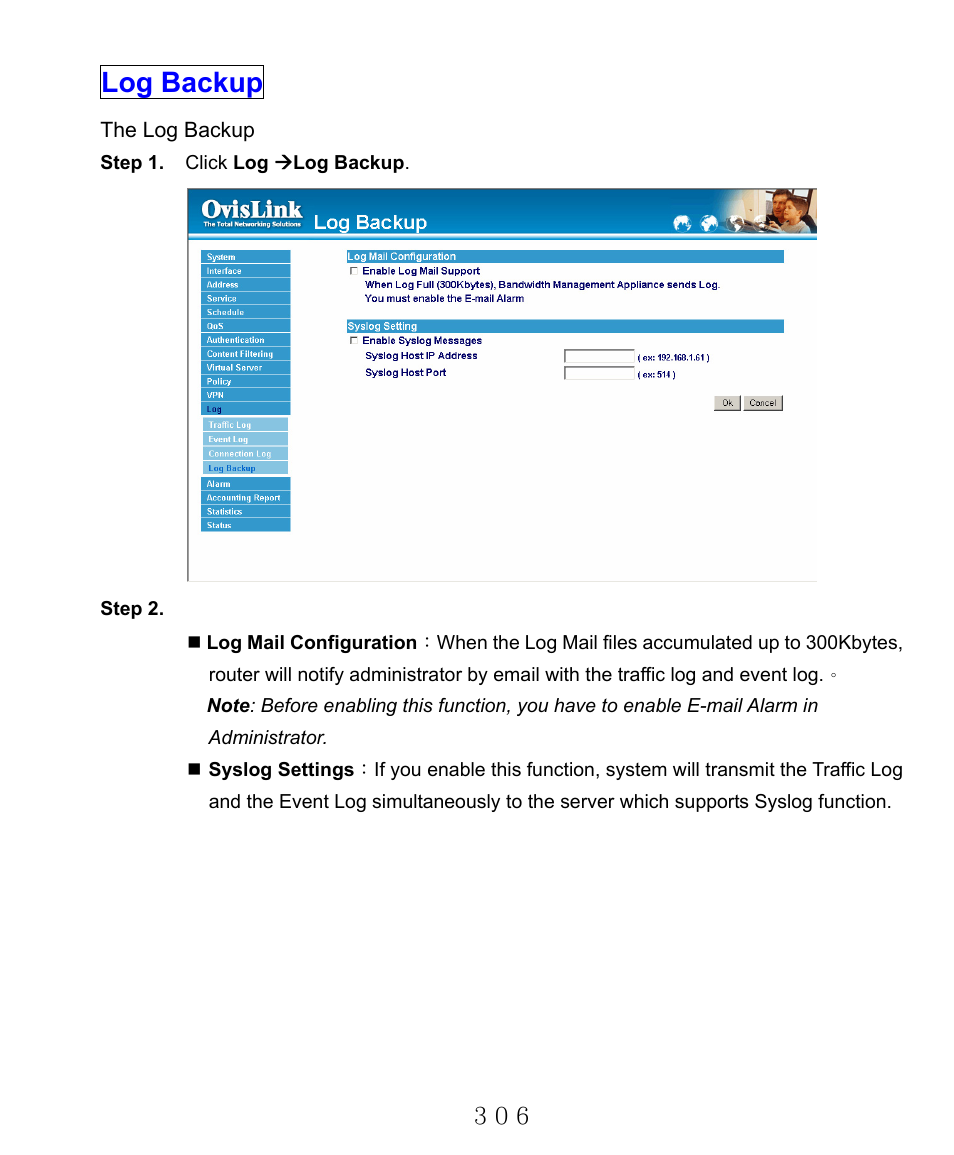 Log backup | AirLive RS-2000 User Manual | Page 307 / 363