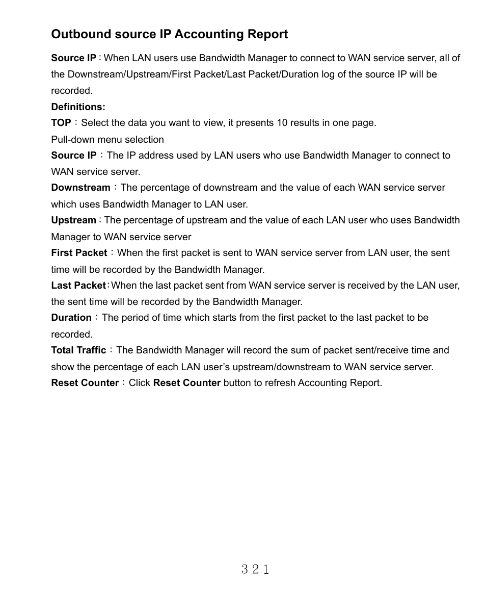 Outbound source ip accounting report | AirLive RS-2000 User Manual | Page 322 / 363