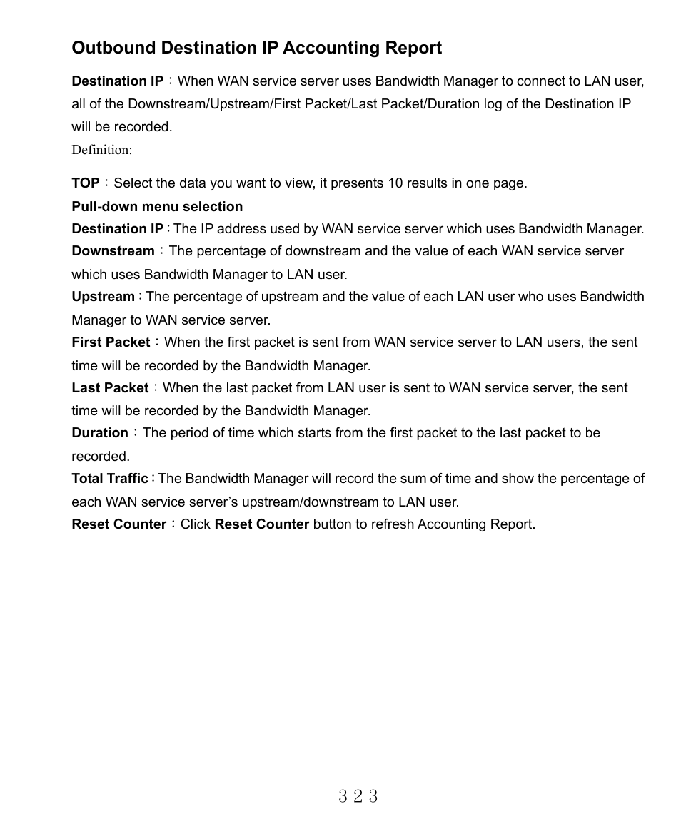 Outbound destination ip accounting report | AirLive RS-2000 User Manual | Page 324 / 363