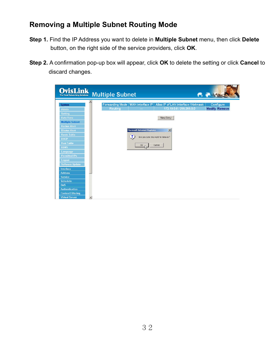 Removing a multiple subnet routing mode | AirLive RS-2000 User Manual | Page 33 / 363