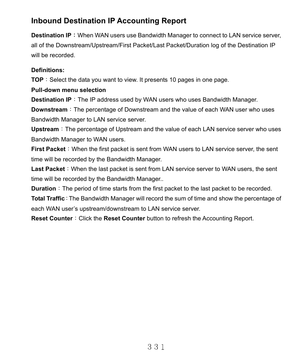 Inbound destination ip accounting report | AirLive RS-2000 User Manual | Page 332 / 363