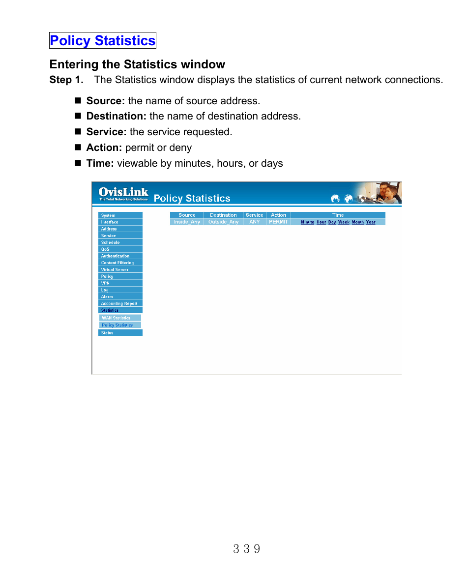 Policy statistics | AirLive RS-2000 User Manual | Page 340 / 363