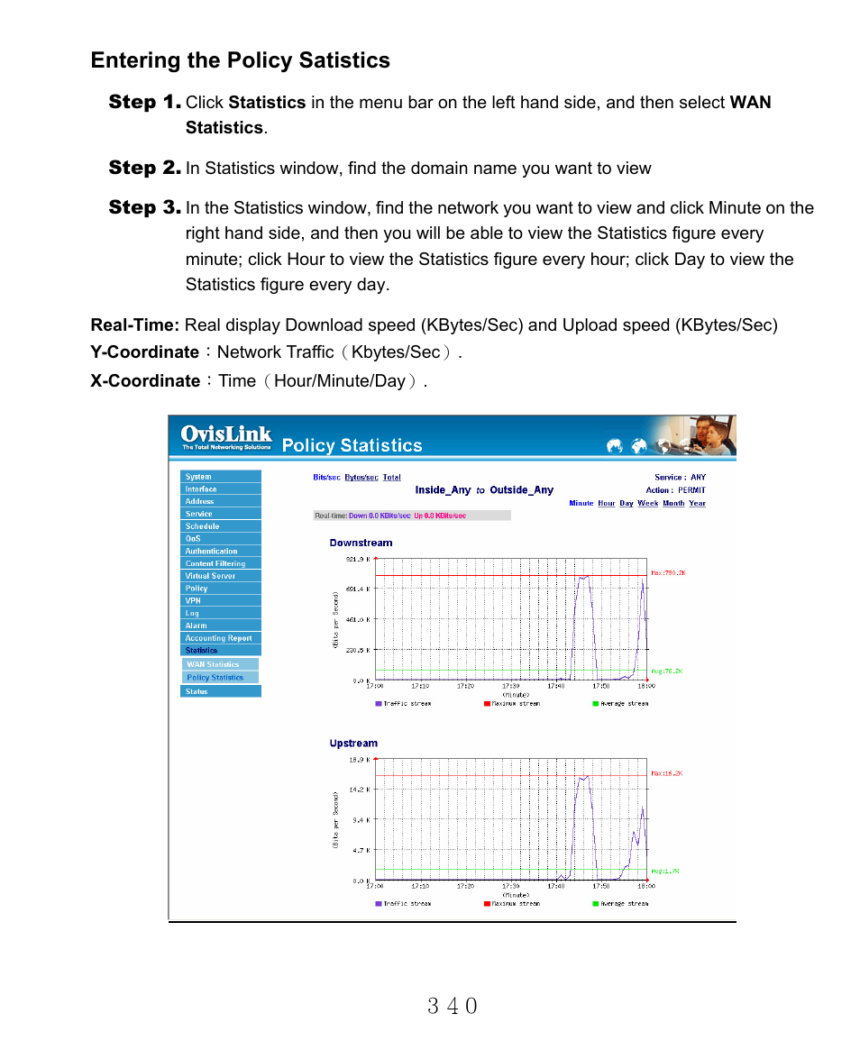 Entering the policy satistics | AirLive RS-2000 User Manual | Page 341 / 363