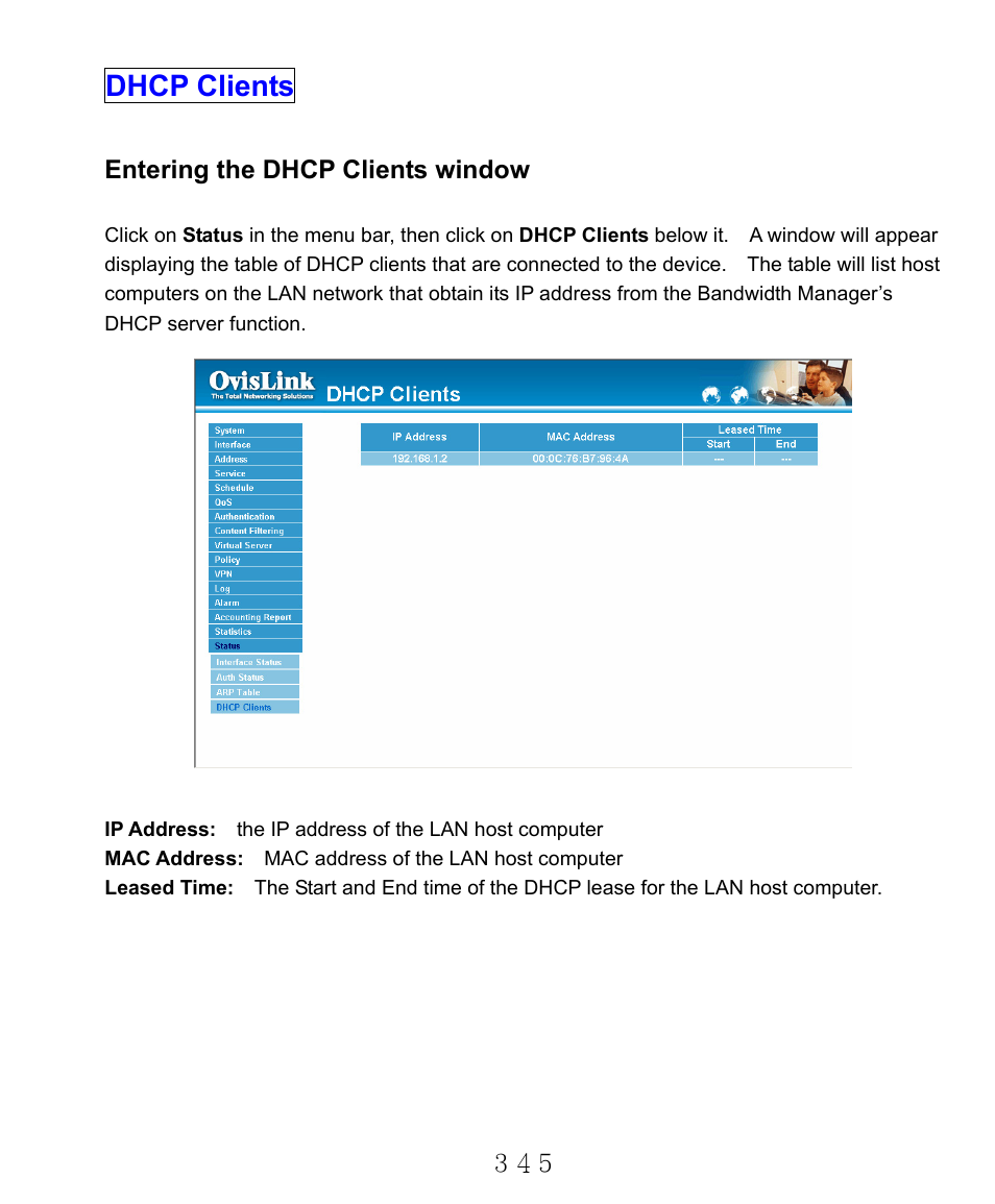 Dhcp clients | AirLive RS-2000 User Manual | Page 346 / 363