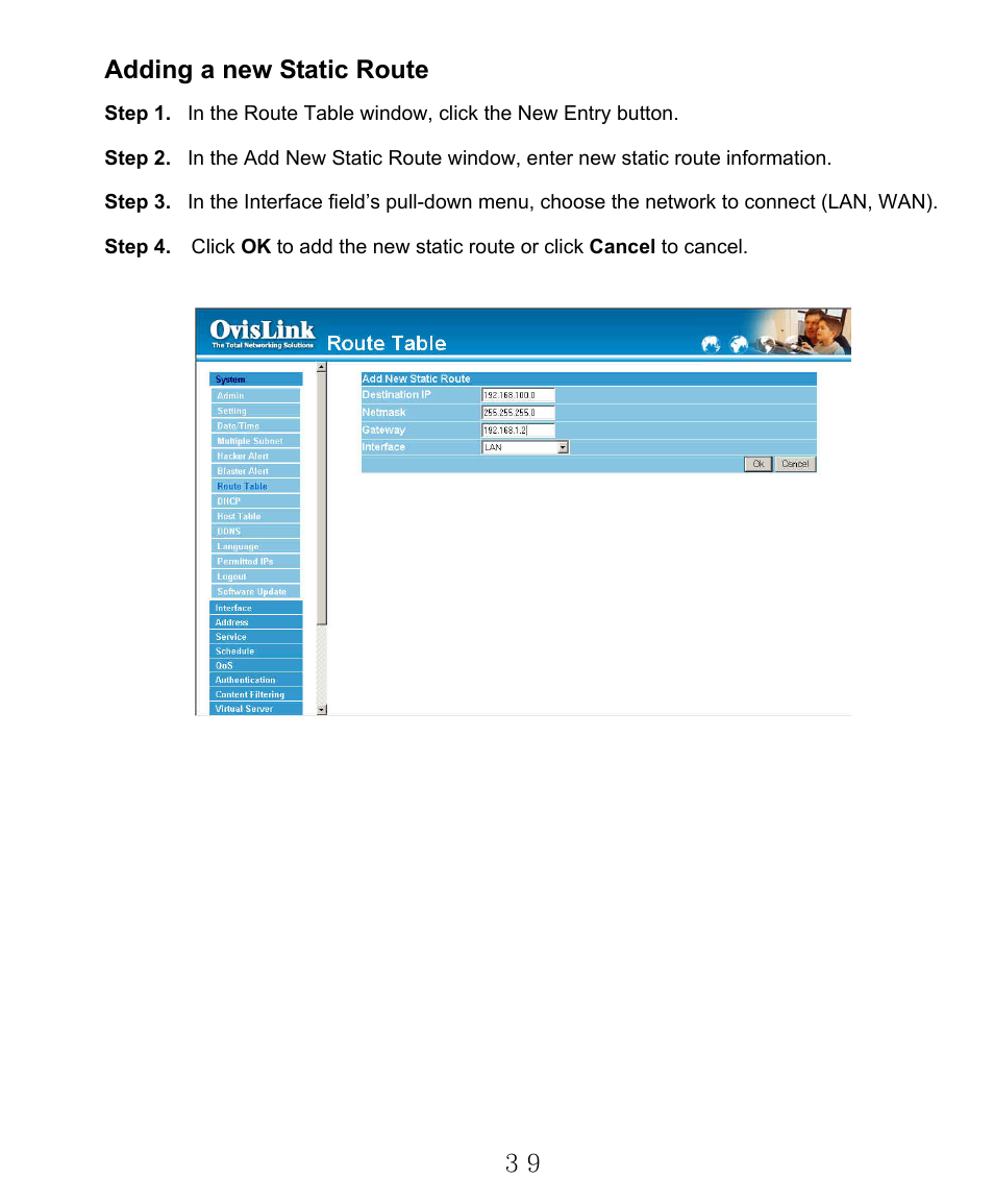 Adding a new static route | AirLive RS-2000 User Manual | Page 40 / 363