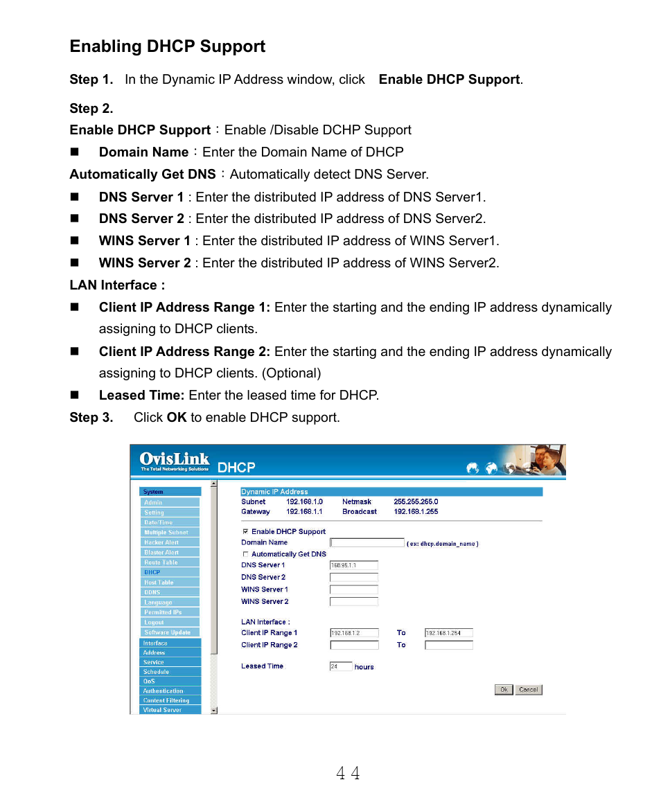 Enabling dhcp support | AirLive RS-2000 User Manual | Page 45 / 363