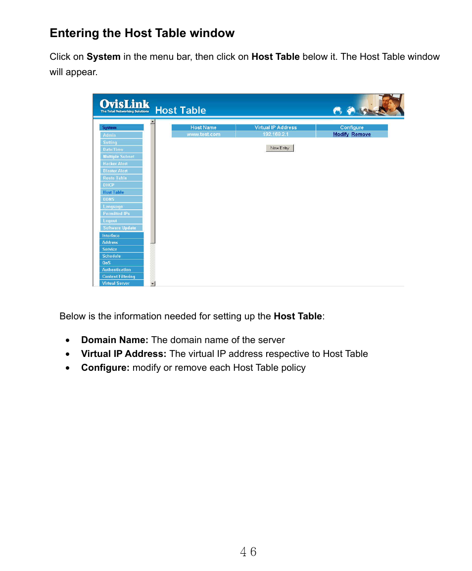 Entering the host table window | AirLive RS-2000 User Manual | Page 47 / 363