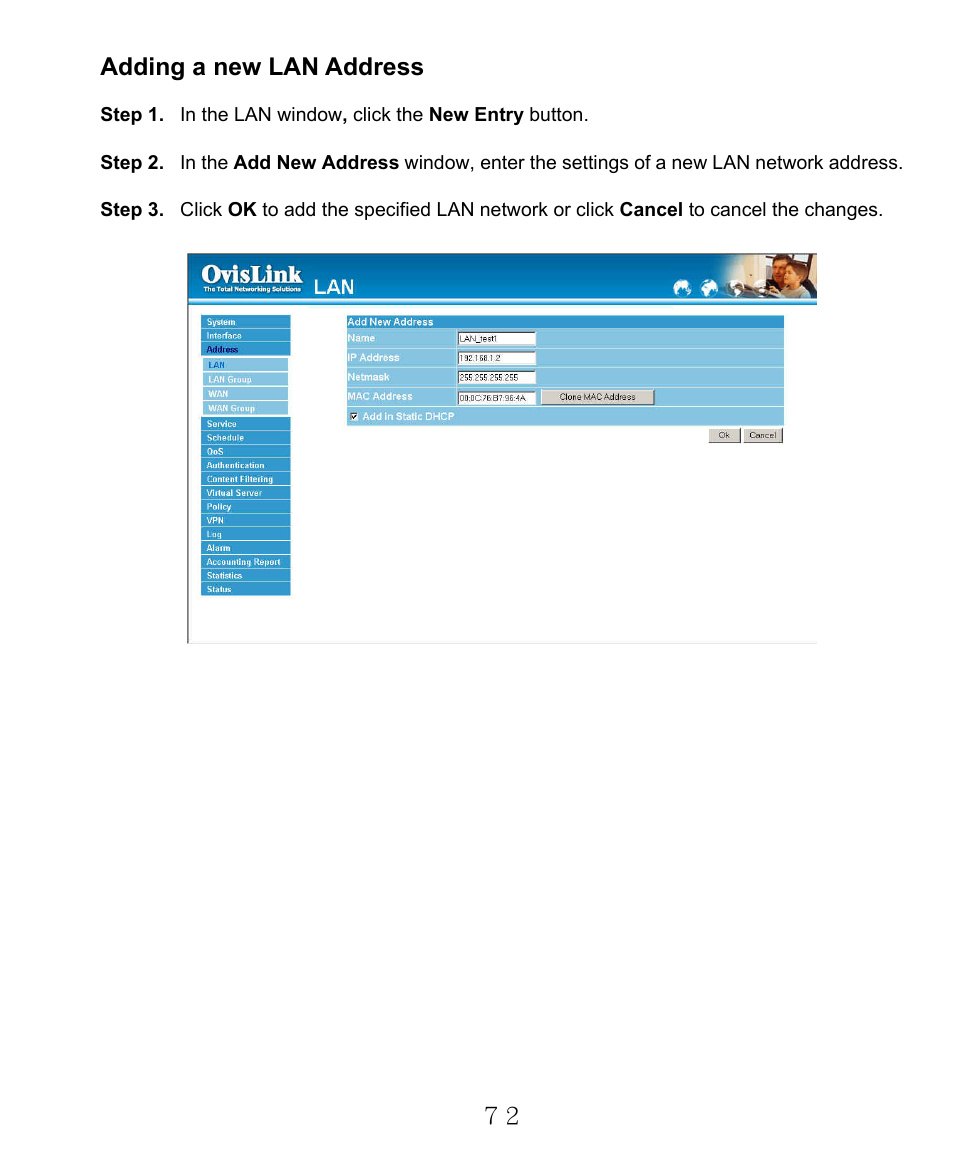 Adding a new lan address | AirLive RS-2000 User Manual | Page 73 / 363