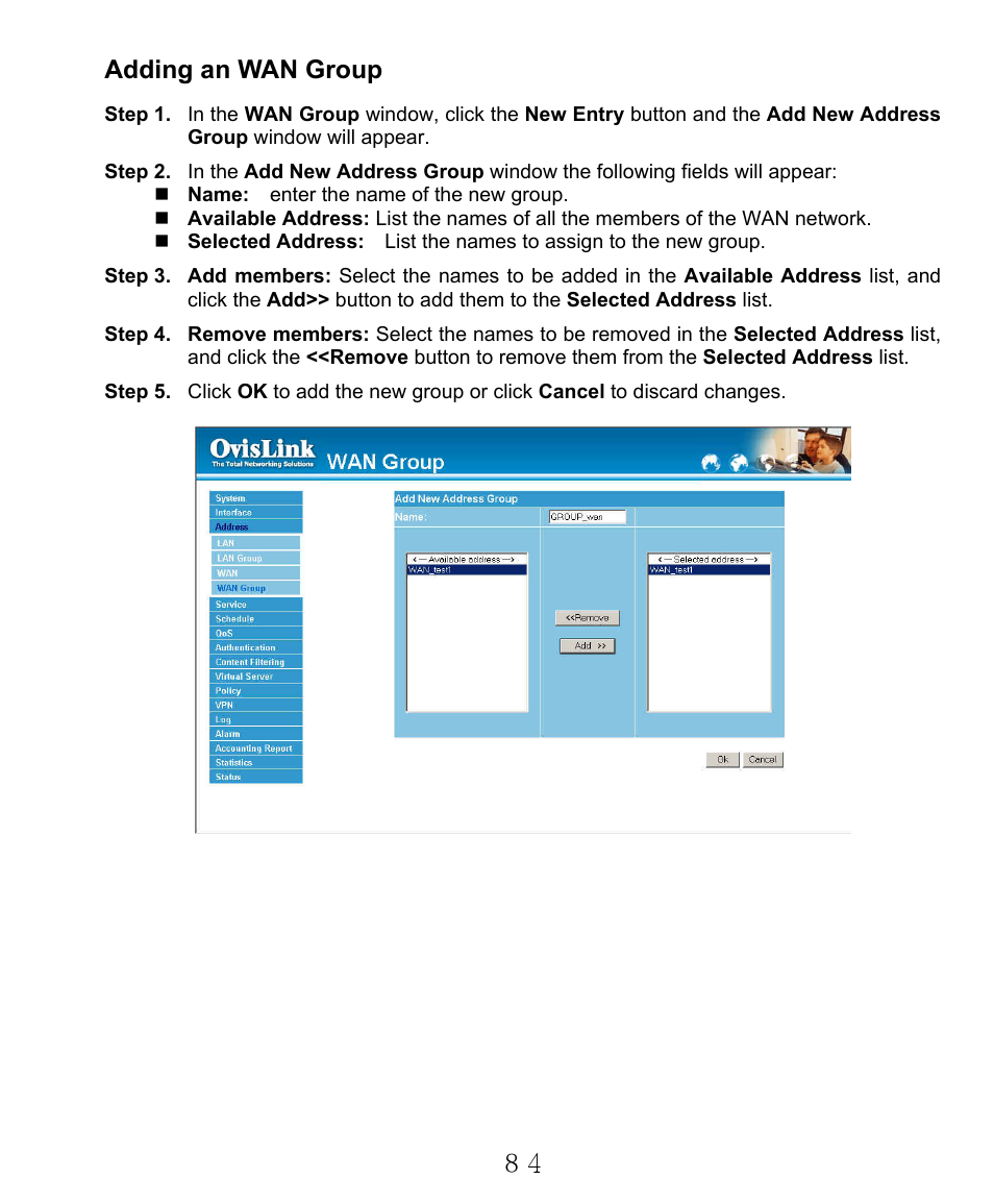 Adding an wan group | AirLive RS-2000 User Manual | Page 85 / 363