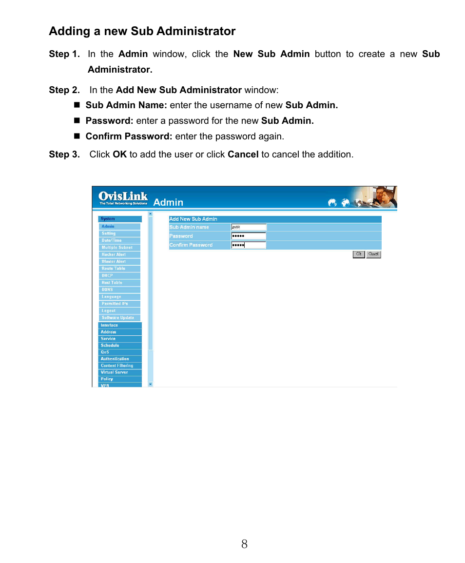 Adding a new sub administrator | AirLive RS-2000 User Manual | Page 9 / 363