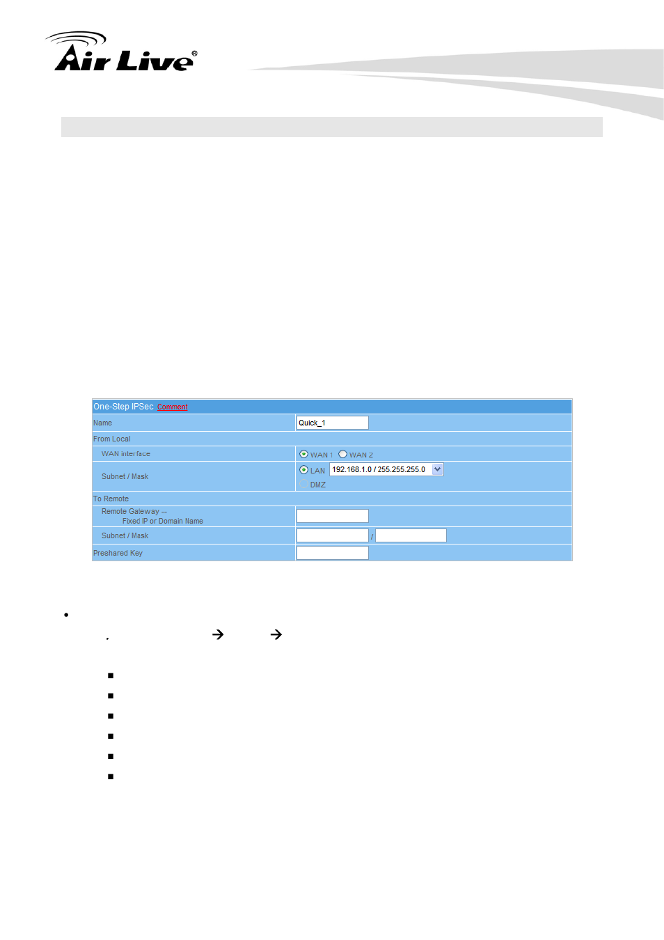 1 one-step ipsec | AirLive RS-2500 User Manual | Page 105 / 247