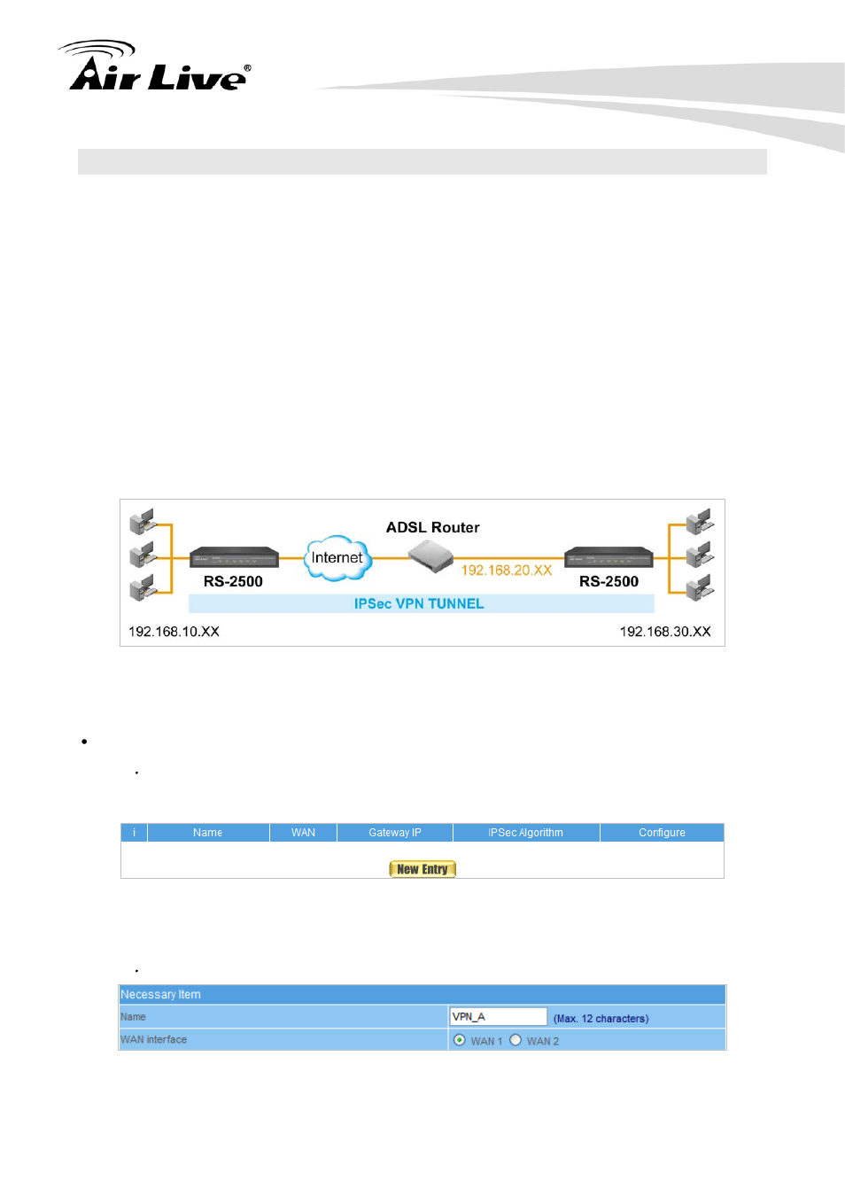 2 ipsec vpn - office to office (2) | AirLive RS-2500 User Manual | Page 122 / 247