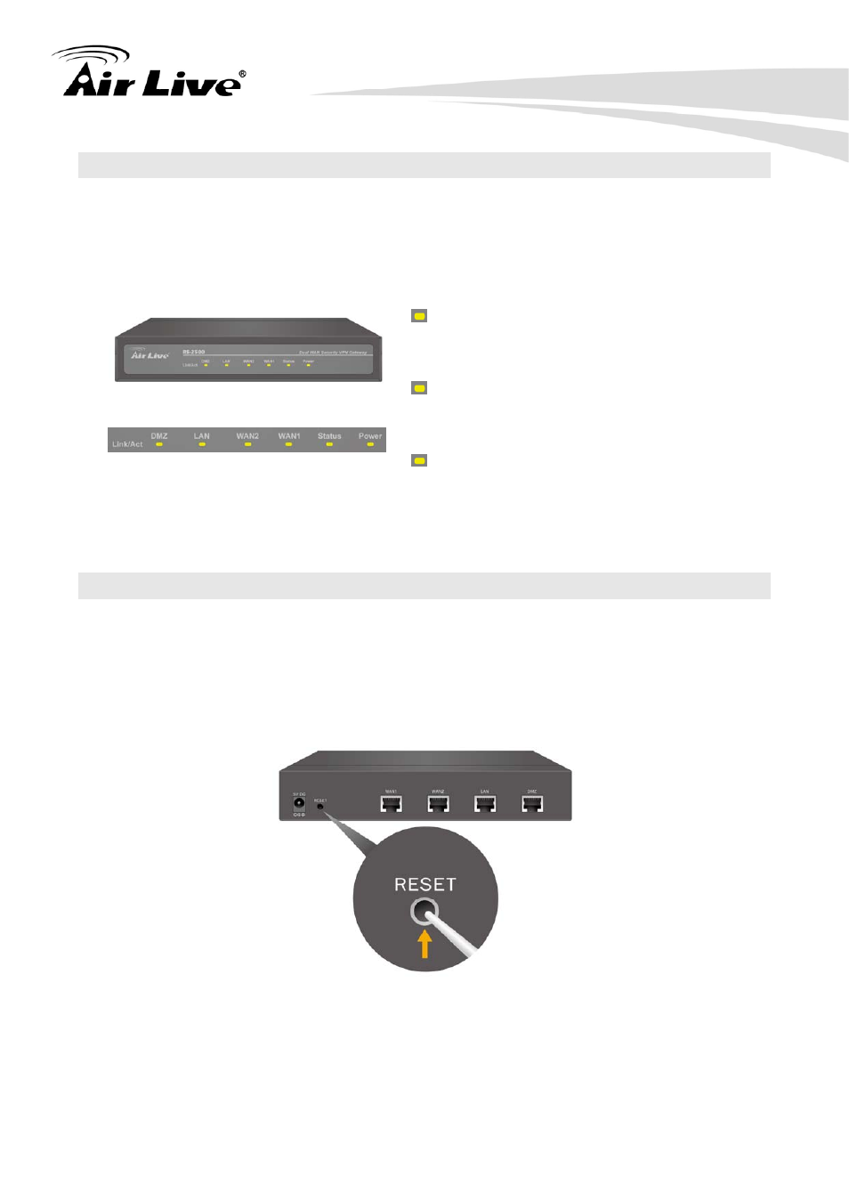 5 led table, 6 restore settings to default | AirLive RS-2500 User Manual | Page 14 / 247