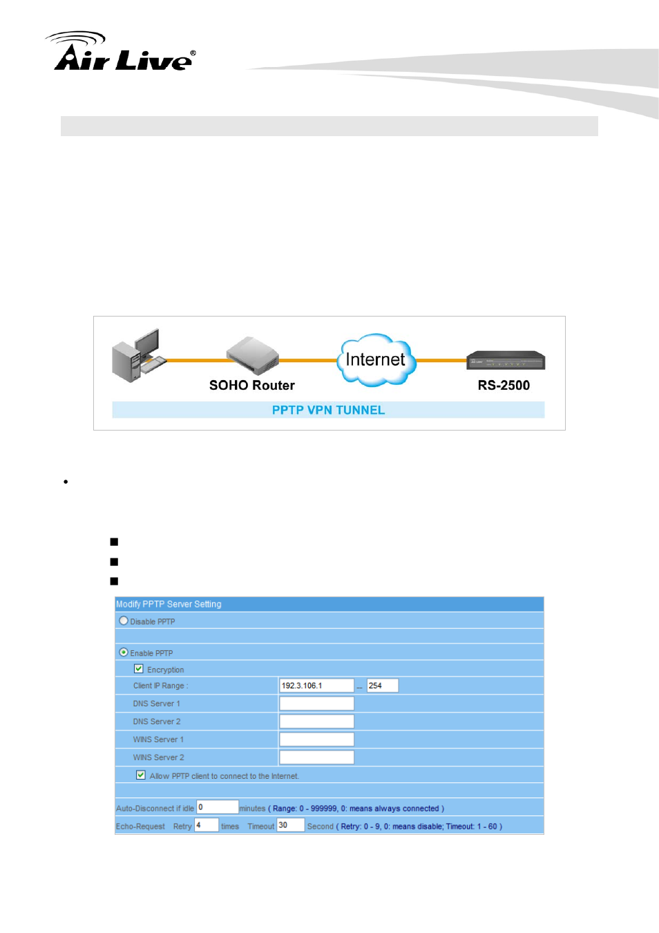 5 pptp vpn - office to client | AirLive RS-2500 User Manual | Page 148 / 247
