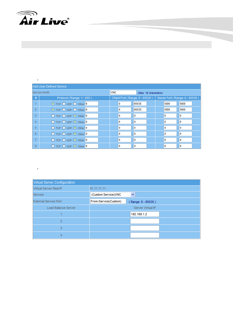 4 configuration example (4) - virtual server | AirLive RS-2500 User Manual | Page 172 / 247