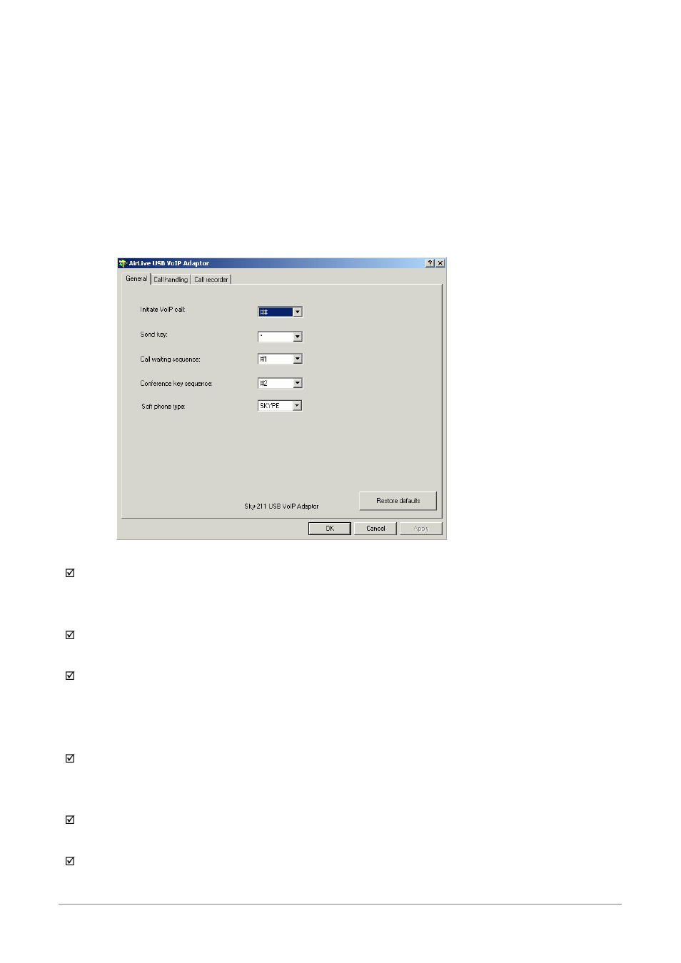 Making & receiving calls, Making & receiving calls 17 | AirLive SKY-211 User Manual | Page 19 / 47