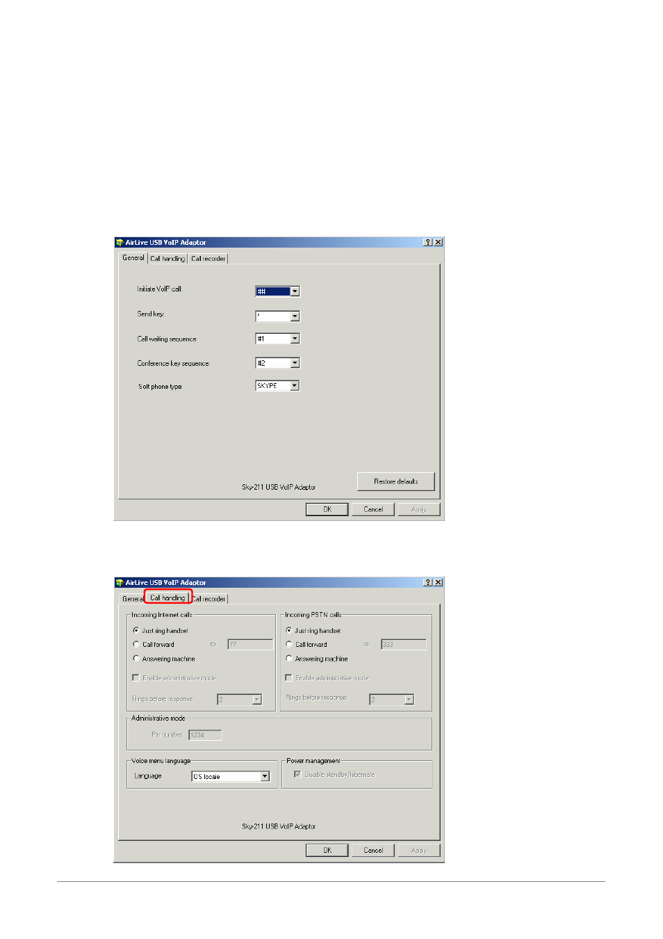 Forwarding calls, Forwarding calls 25 | AirLive SKY-211 User Manual | Page 27 / 47