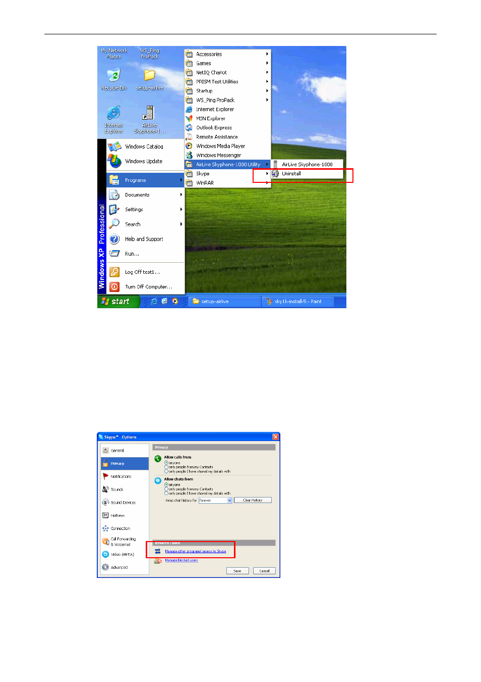 Managing airlive skyphone-1000 access to skype | AirLive Skyphone-1000 User Manual | Page 14 / 44