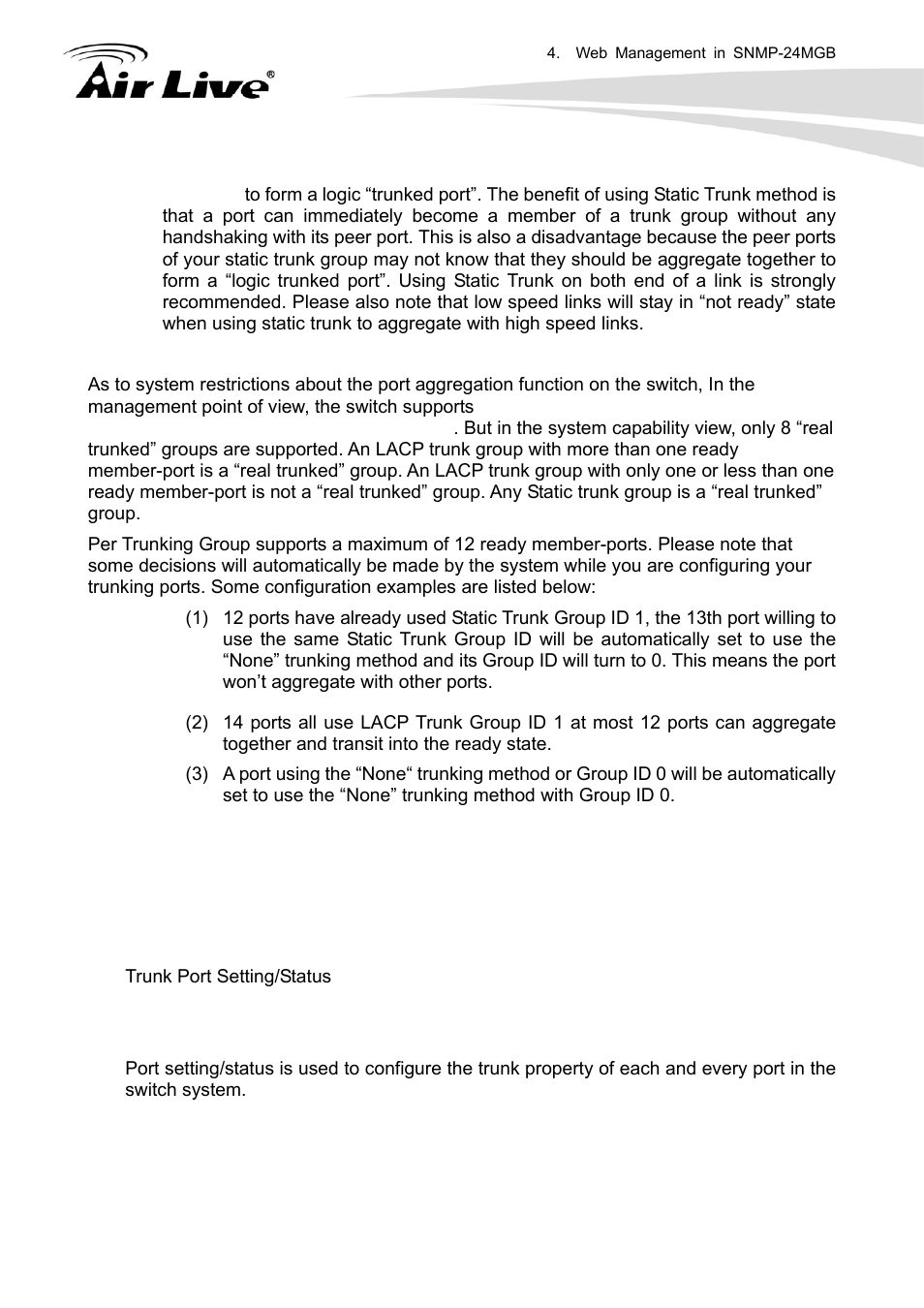 1 trunking port setting/port | AirLive SNMP-24MGB User Manual | Page 147 / 325