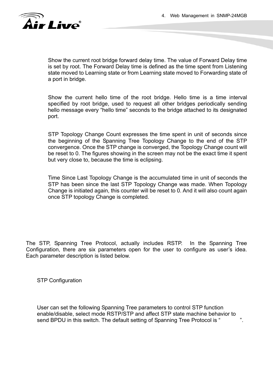 2 stp configuration | AirLive SNMP-24MGB User Manual | Page 153 / 325