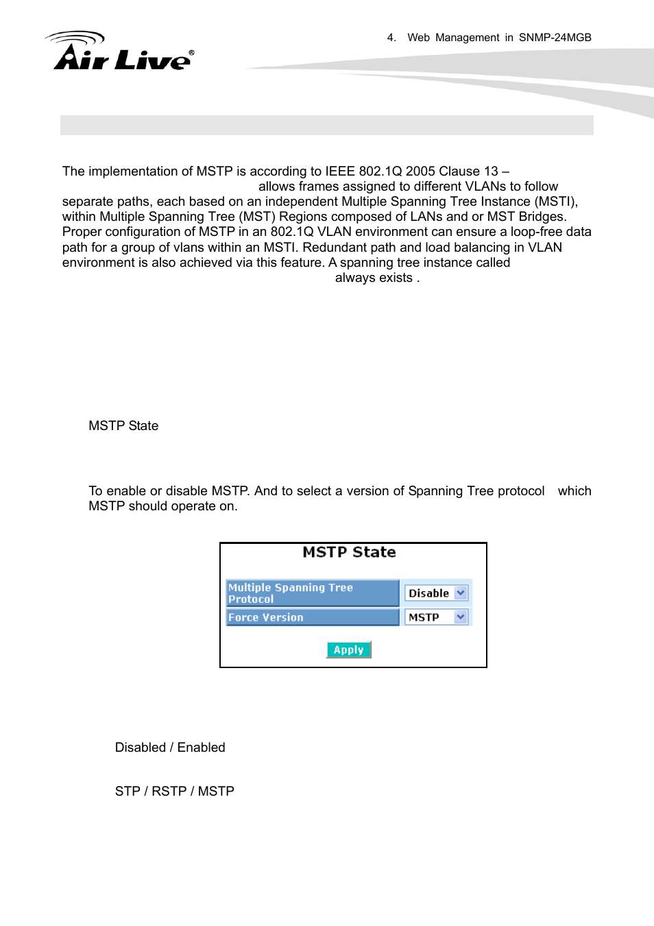 14 mstp, 1 mstp status | AirLive SNMP-24MGB User Manual | Page 158 / 325