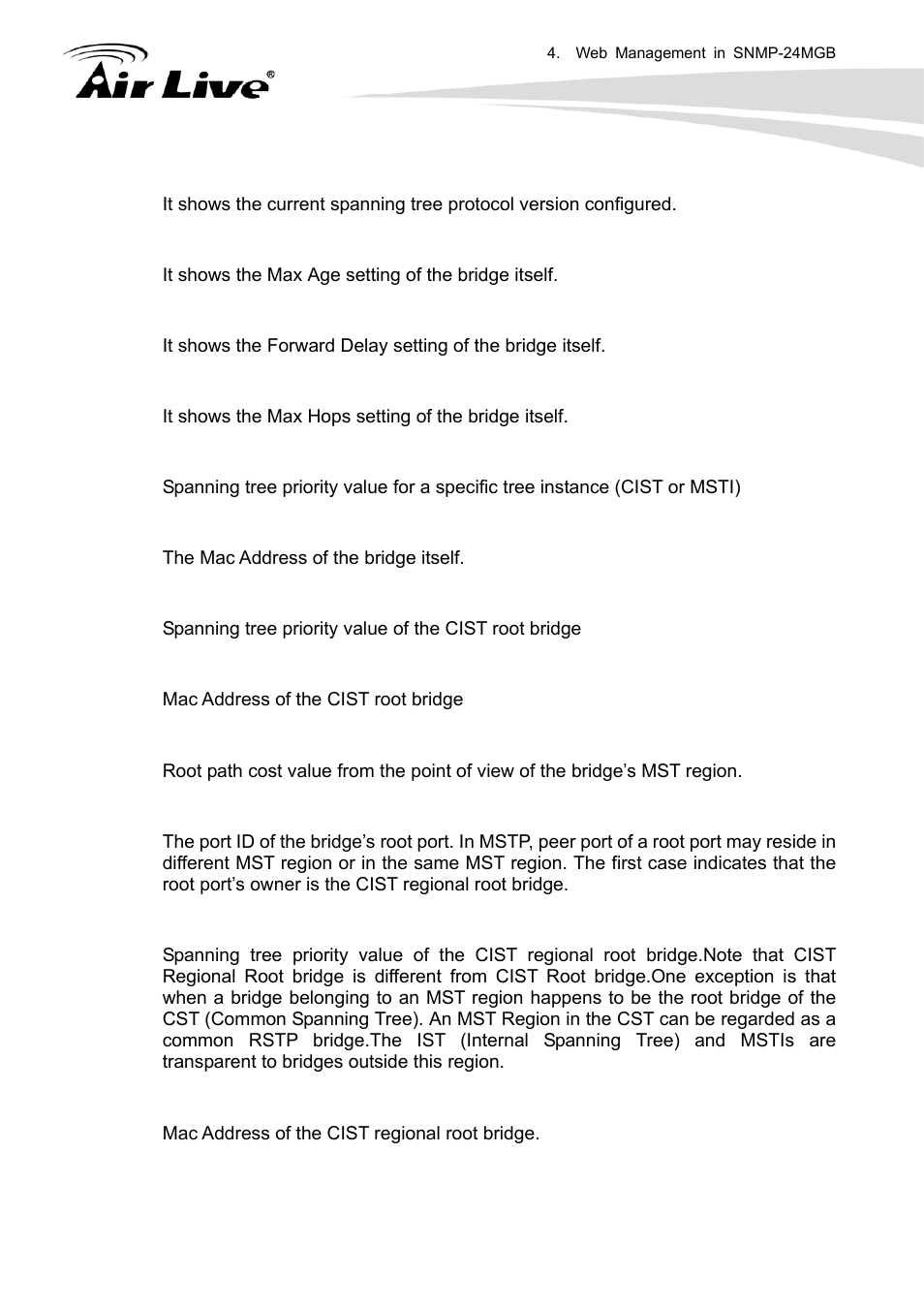 AirLive SNMP-24MGB User Manual | Page 164 / 325