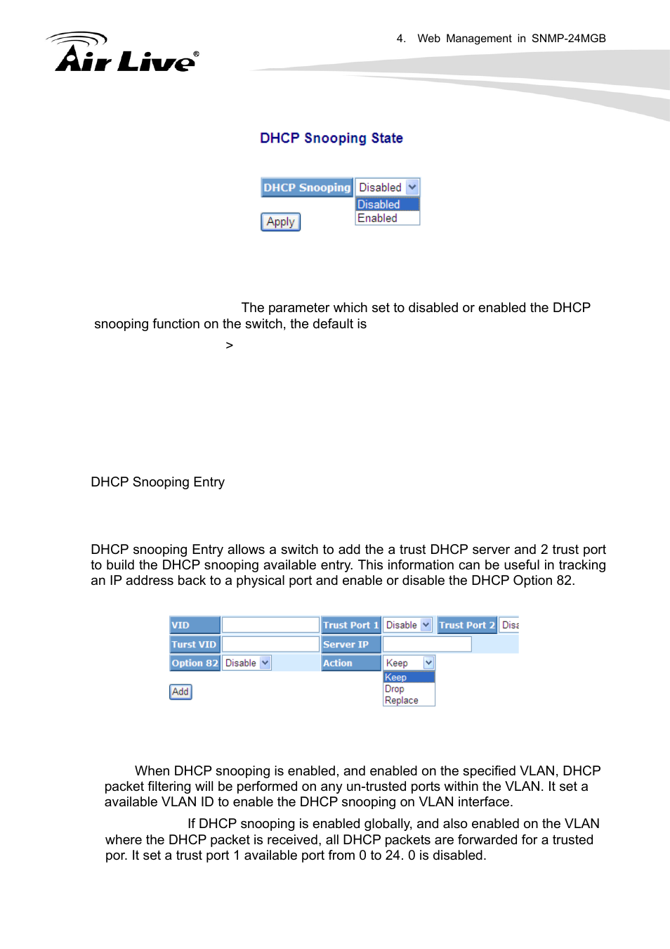 2 dhcp snooping entry | AirLive SNMP-24MGB User Manual | Page 180 / 325