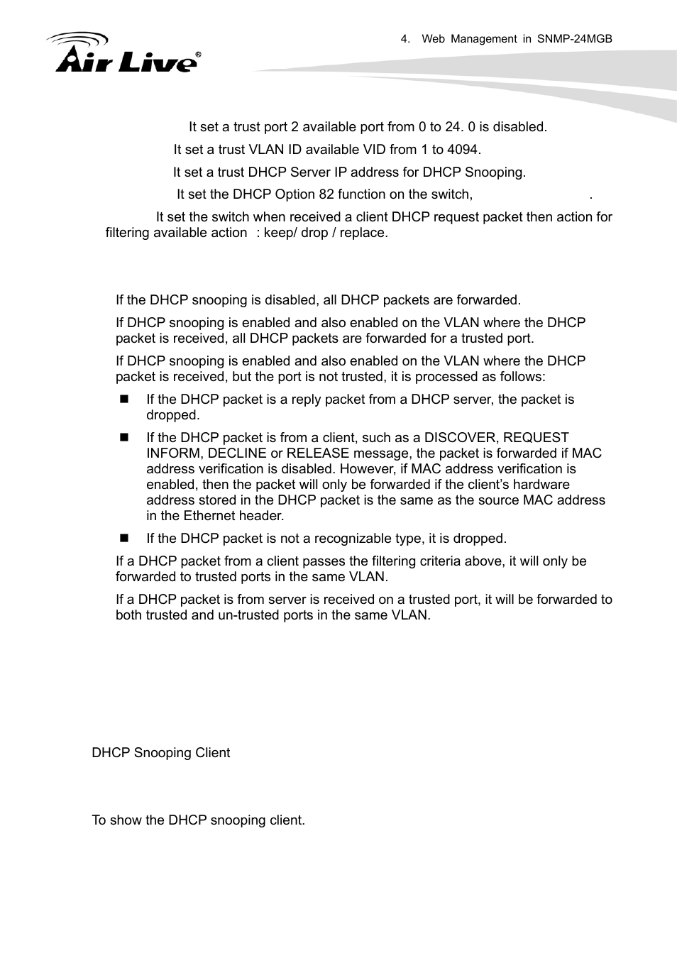 3 dhcp snooping client | AirLive SNMP-24MGB User Manual | Page 181 / 325