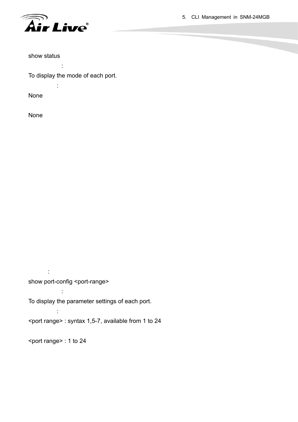 Show port-config | AirLive SNMP-24MGB User Manual | Page 206 / 325