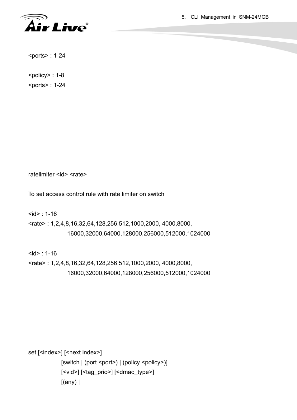 Ratelimiter | AirLive SNMP-24MGB User Manual | Page 214 / 325