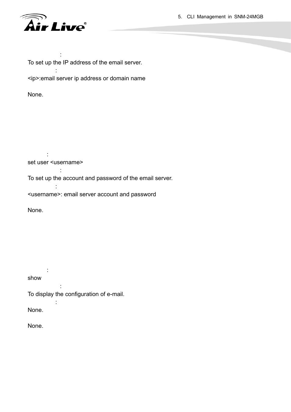 Set user, Show | AirLive SNMP-24MGB User Manual | Page 218 / 325