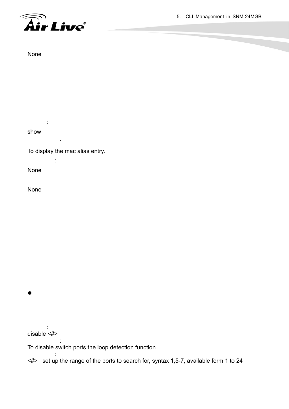 Set state, Loop-detection, Disable | AirLive SNMP-24MGB User Manual | Page 238 / 325