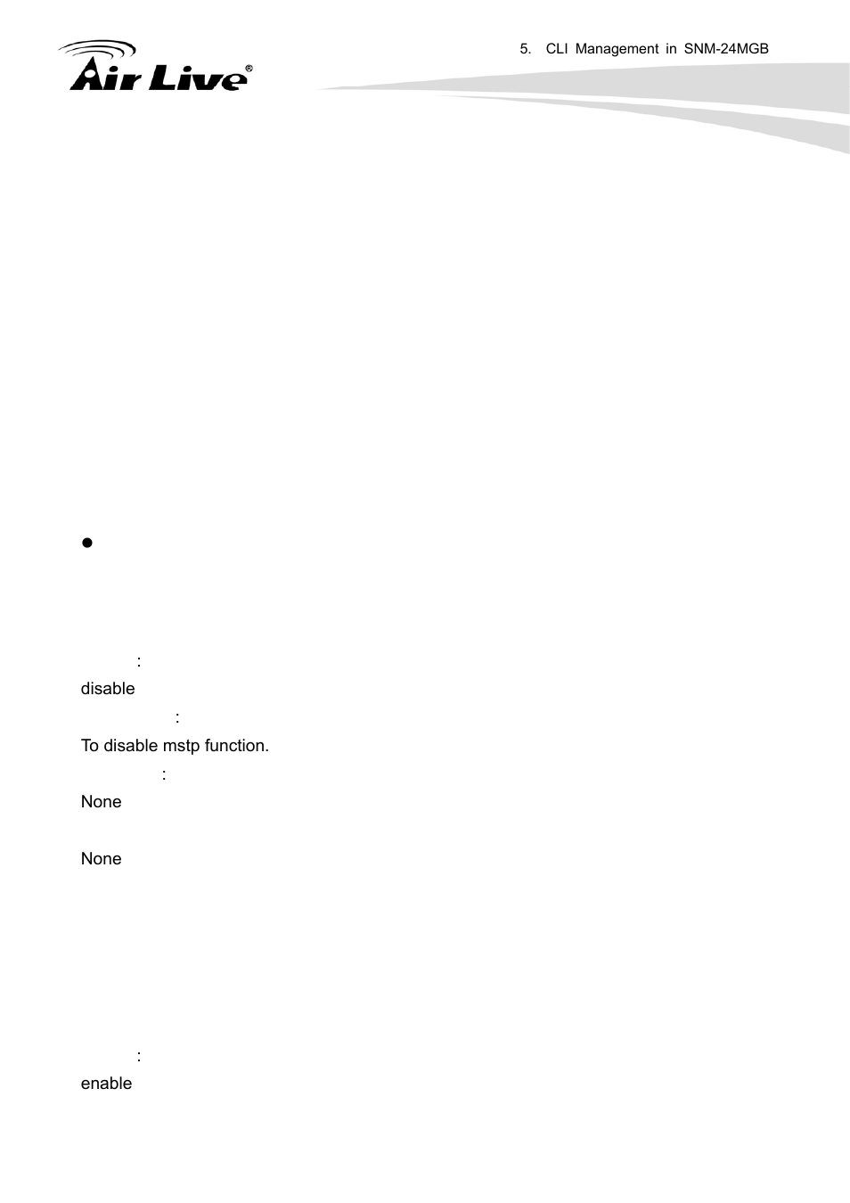 Mstp, Disable | AirLive SNMP-24MGB User Manual | Page 255 / 325