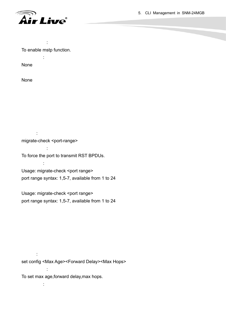 Migrate-check, Set config | AirLive SNMP-24MGB User Manual | Page 256 / 325