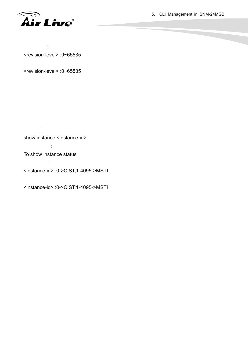 Show instance | AirLive SNMP-24MGB User Manual | Page 265 / 325