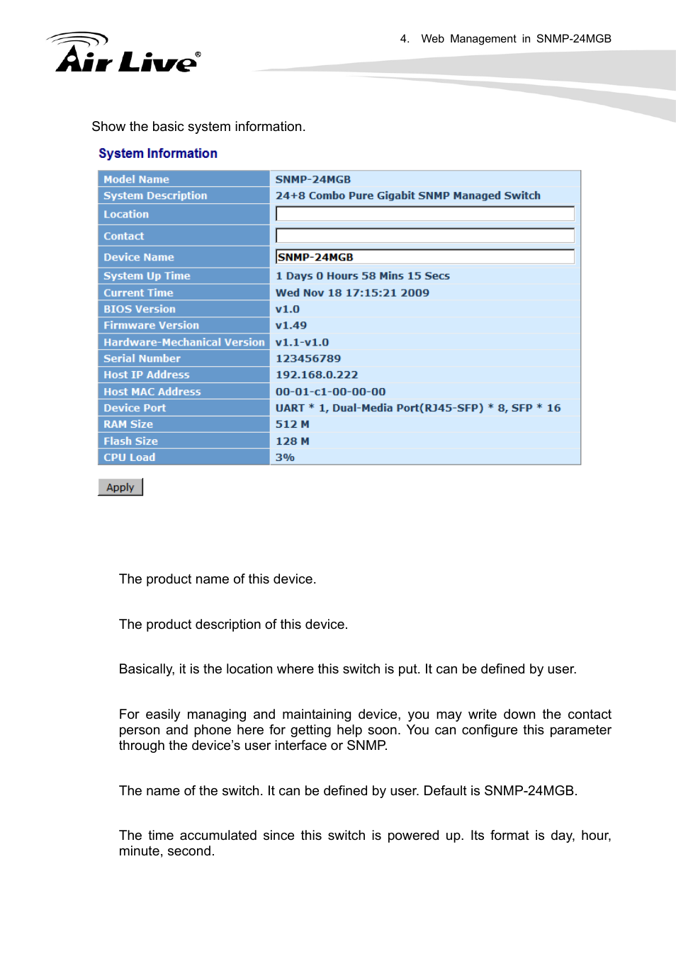 AirLive SNMP-24MGB User Manual | Page 27 / 325