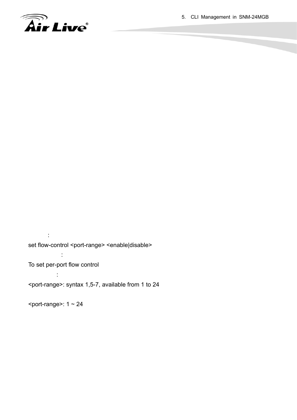 Set flow-control | AirLive SNMP-24MGB User Manual | Page 273 / 325
