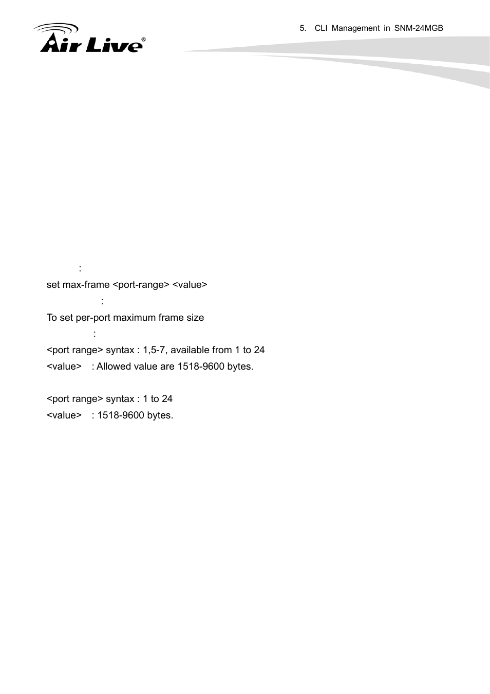 Set max-frame | AirLive SNMP-24MGB User Manual | Page 274 / 325