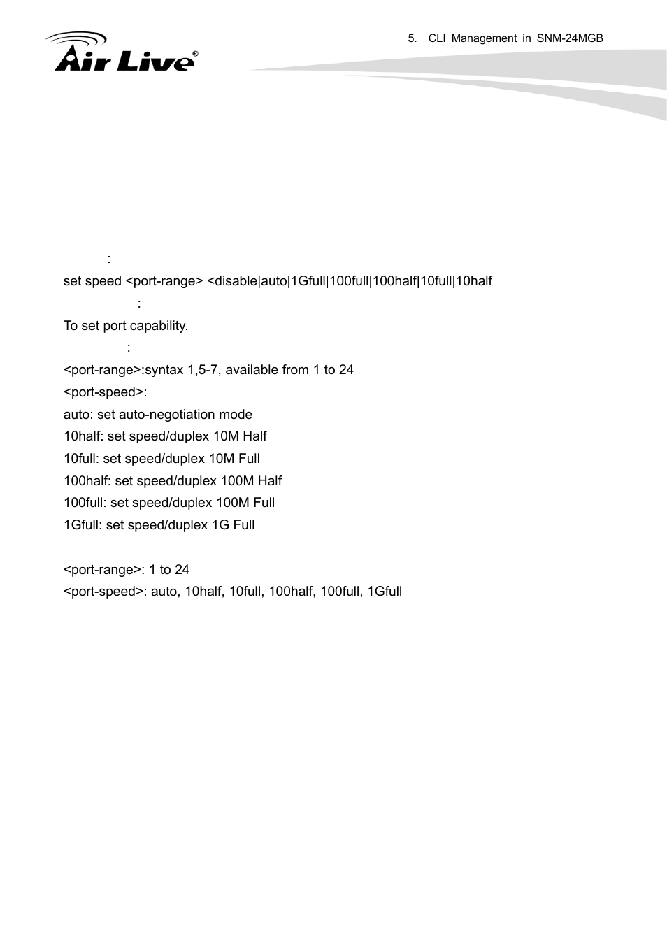 Set speed | AirLive SNMP-24MGB User Manual | Page 275 / 325