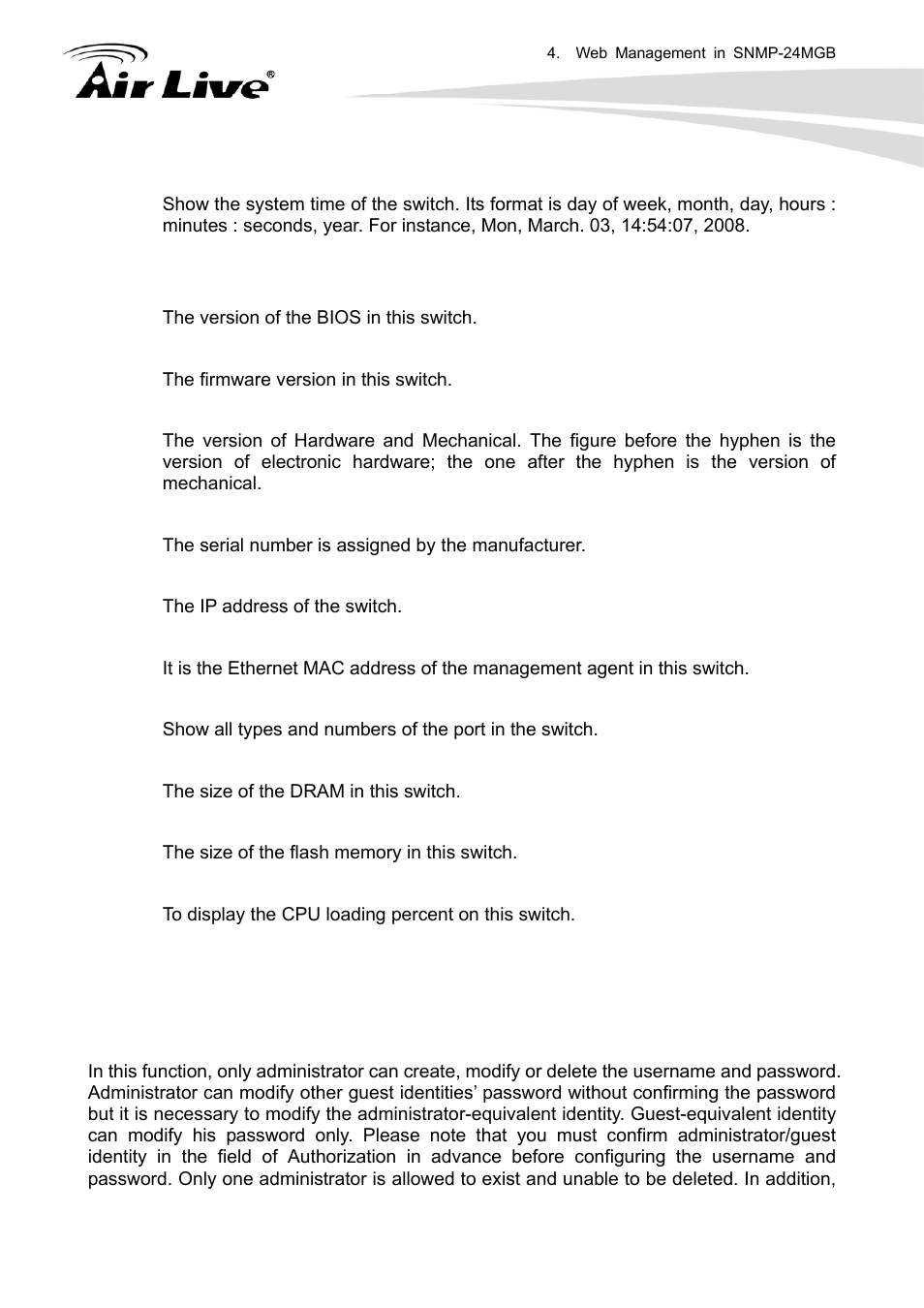 2 account configuration | AirLive SNMP-24MGB User Manual | Page 28 / 325